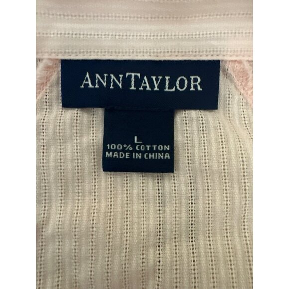 Ann Taylor Womens Blouse L Light Pink Button-Up Shirt 100% Cotton Career - Picture 2 of 5